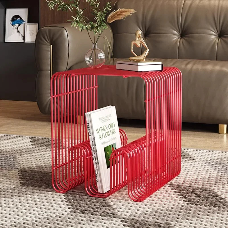 Wireframe Magazine Side Table – Italian Minimalist Iron Accent Table