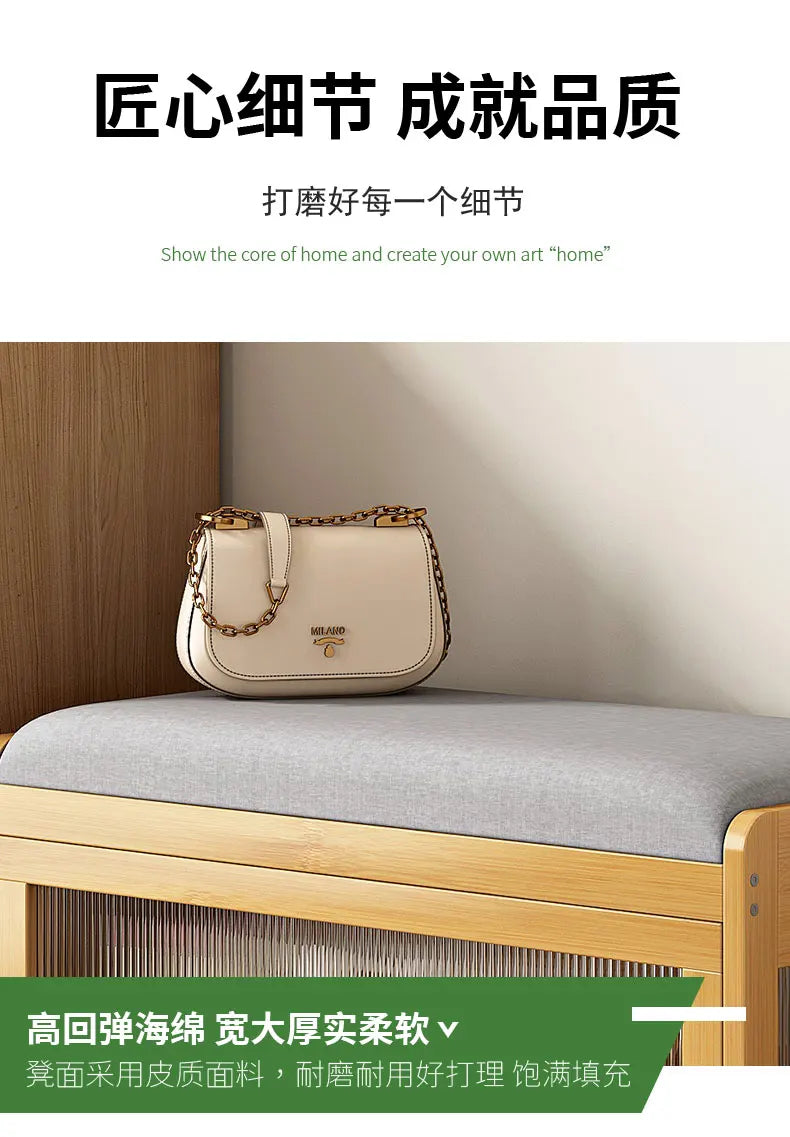 Bamboo Flip-Top Shoe Storage Bench – Minimalist Entryway Organizer