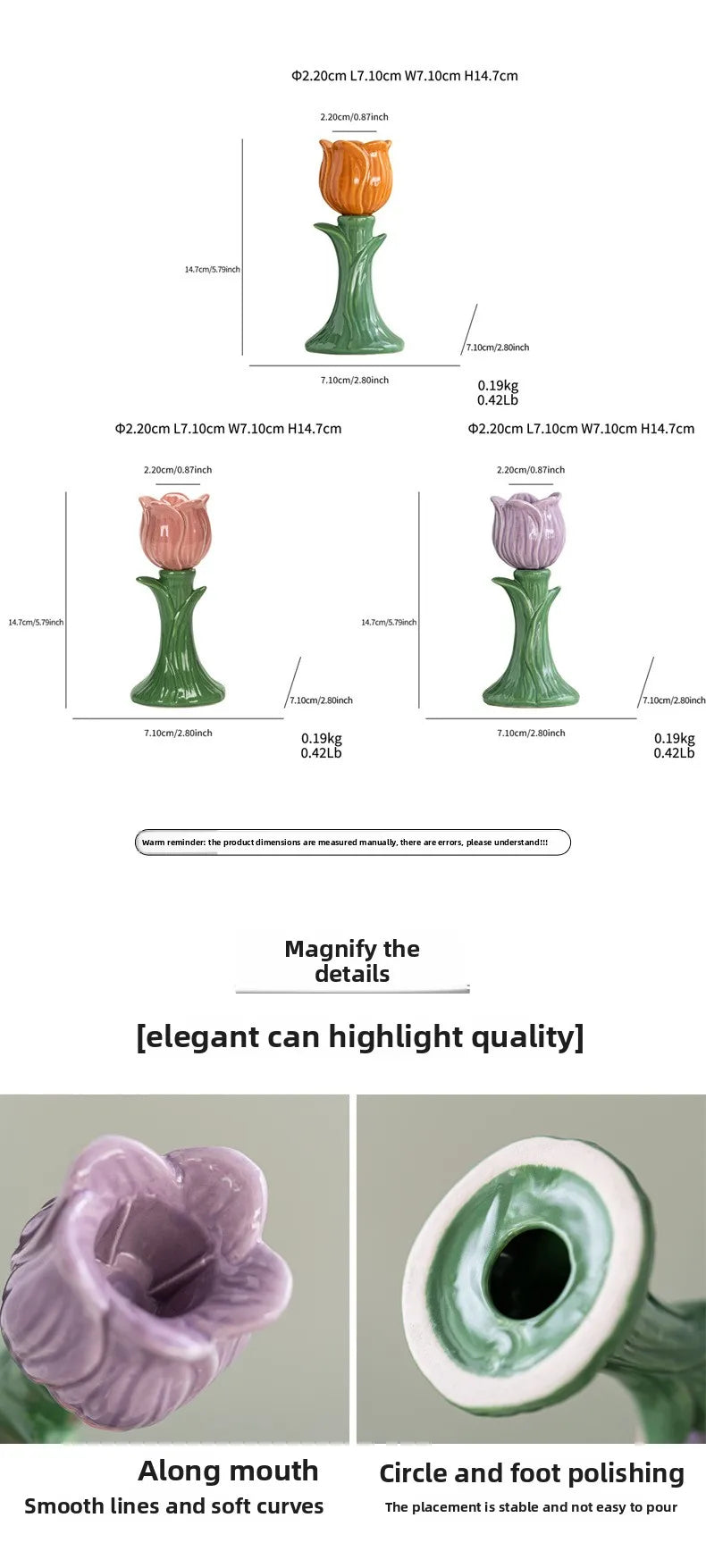 Tulip Ceramic Candle Holder – Whimsical Floral Home Accent