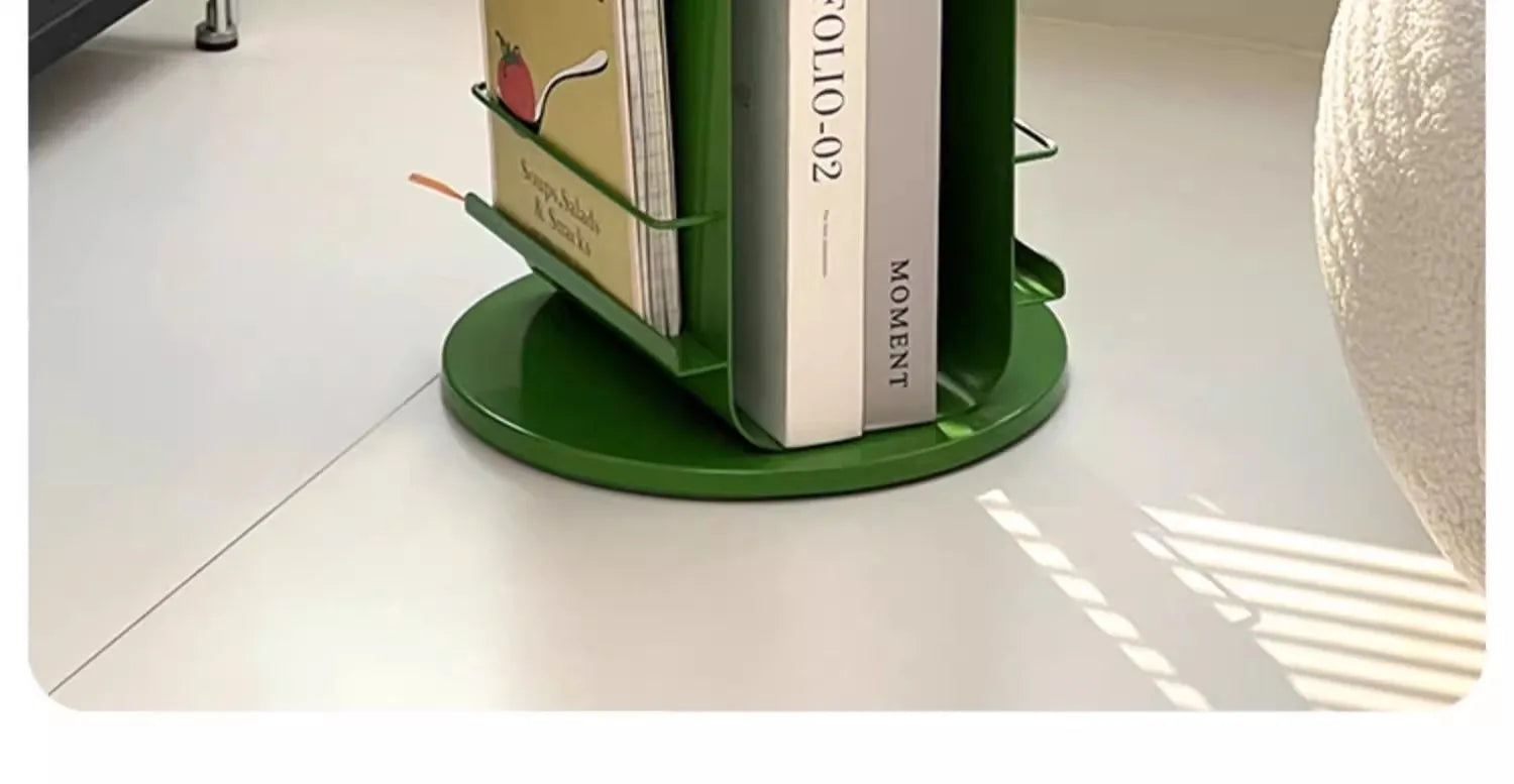 Rotating Metal Side Table with Magazine Rack – Minimalist Design