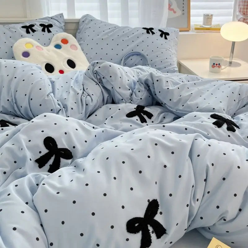 Soft Bow Accent Duvet Set