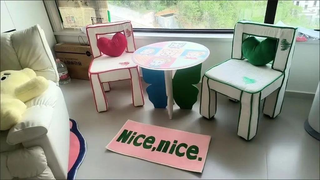 Heart Cushion Fabric Chair Set – Playful Pop Design