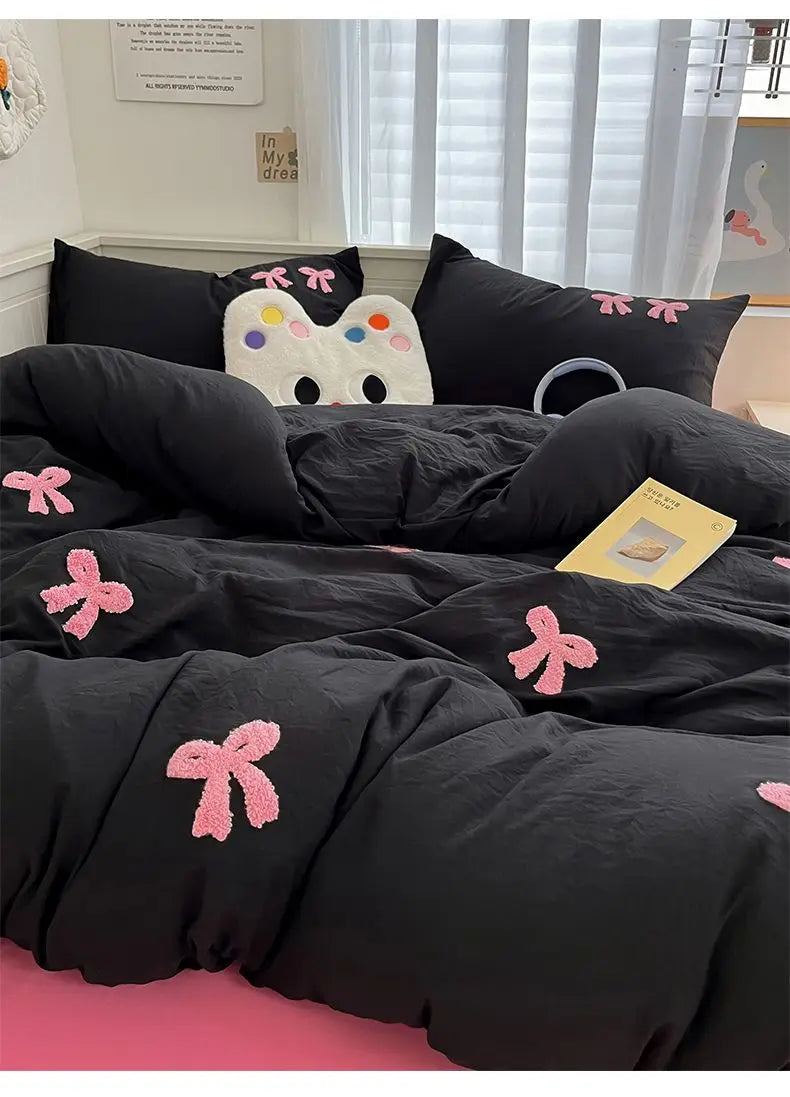 Soft Bow Accent Duvet Set