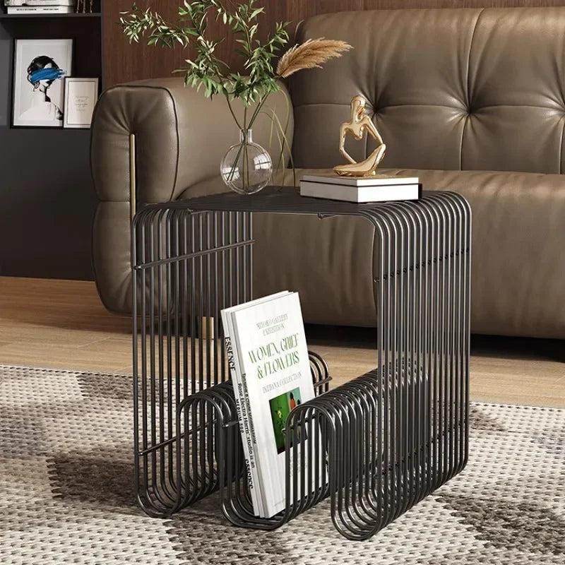 Wireframe Magazine Side Table – Italian Minimalist Iron Accent Table