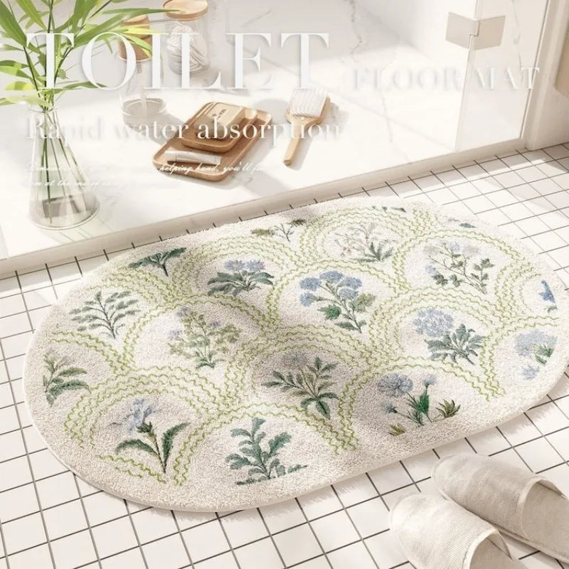 Floral Arch Anti-Slip Door Mat – Vintage Modern Washable Rug