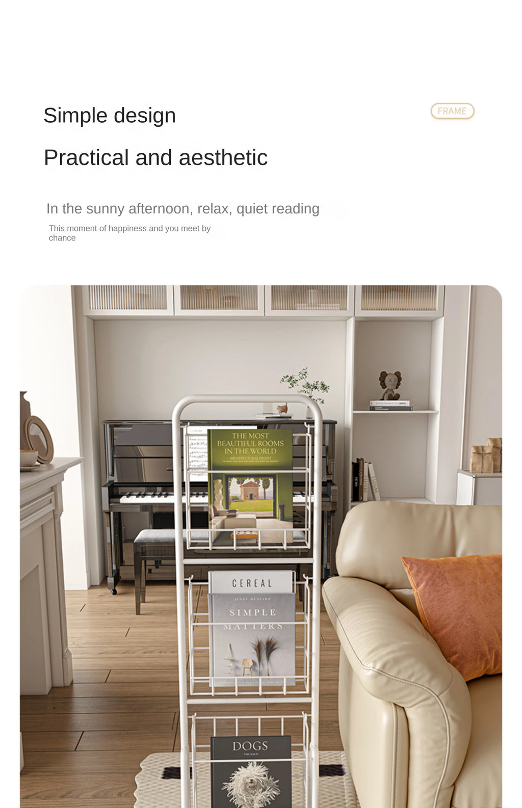 Iron Wall-Leaning Magazine Rack – Minimalist Vertical Bookshelf