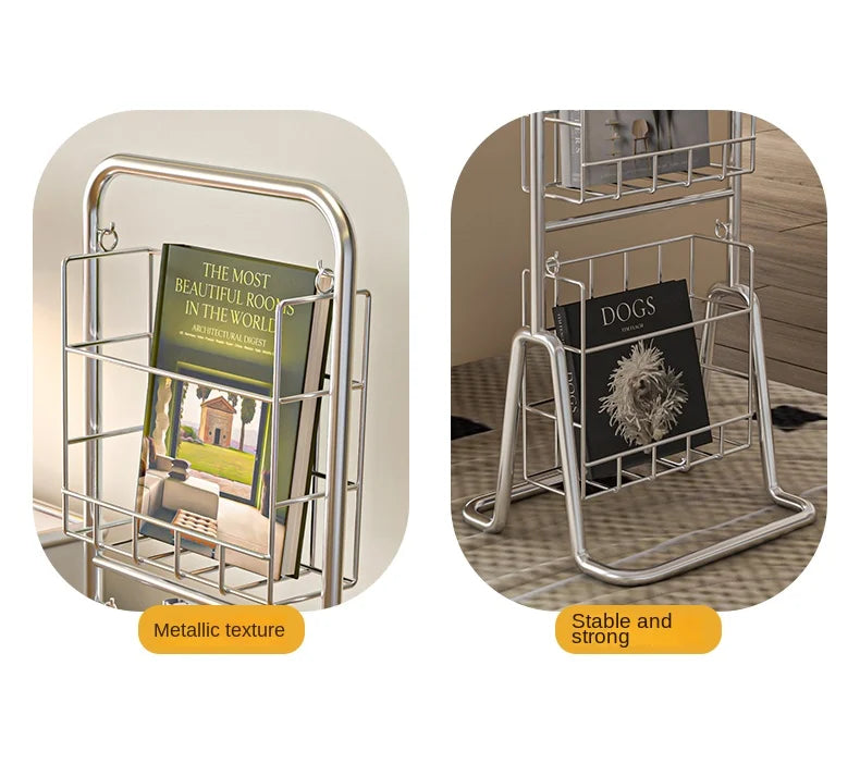 Iron Wall-Leaning Magazine Rack – Minimalist Vertical Bookshelf