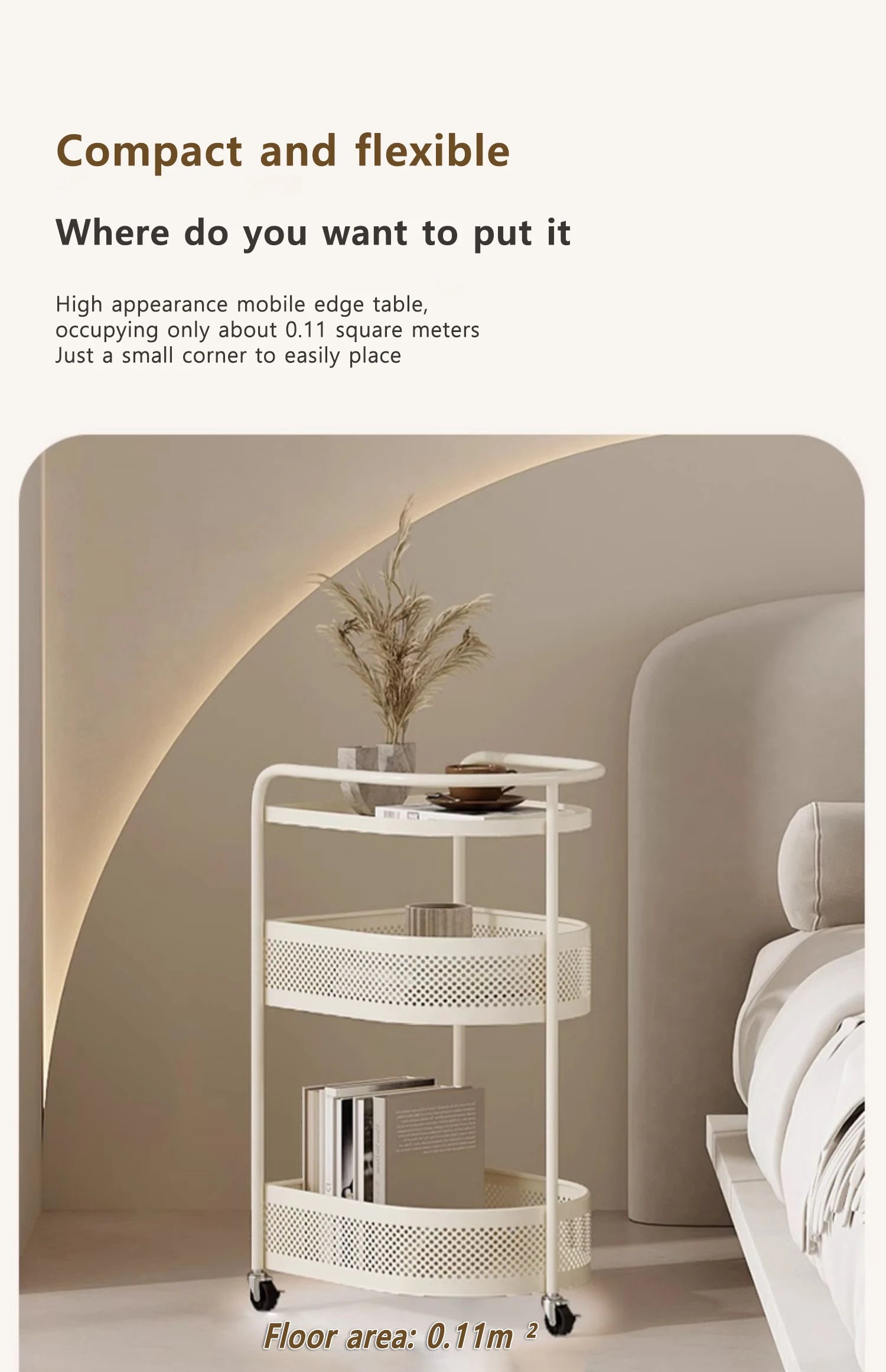 3-Tier Metal Utility Cart – Minimalist Rolling Storage Trolley