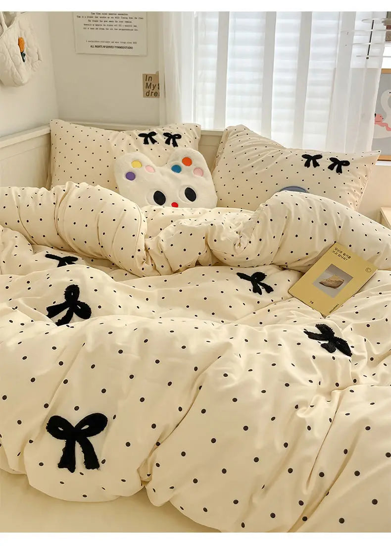 Soft Bow Accent Duvet Set