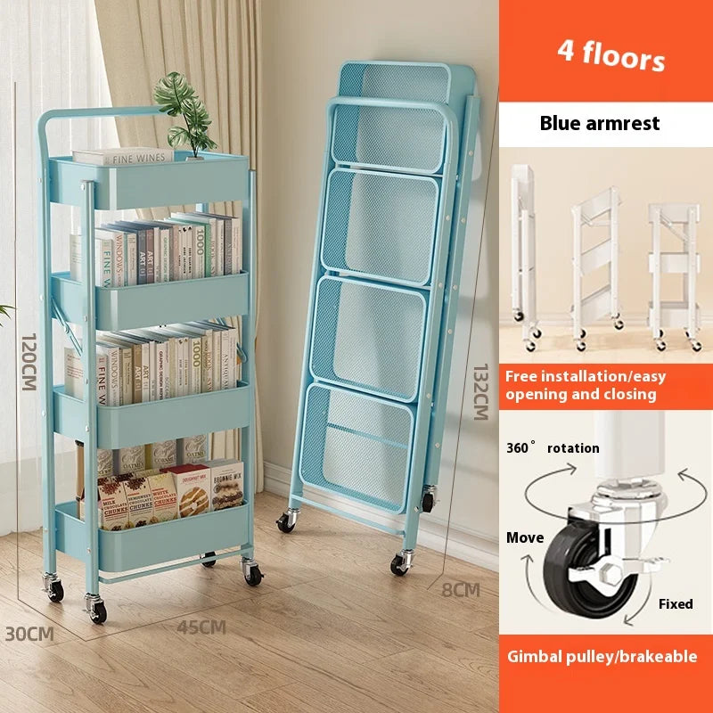 Foldable 3-Tier Storage Cart – Minimalist Rolling Trolley for Any Room