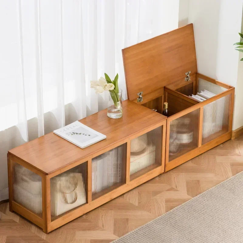 Flip-Top Wooden Storage Bench – Minimalist Entryway Organizer