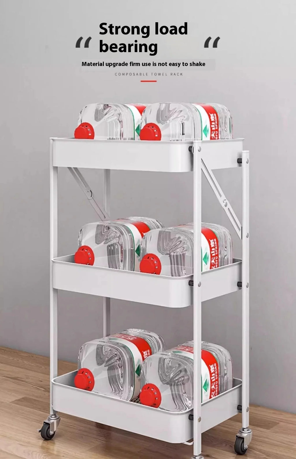 Foldable 3-Tier Storage Cart – Minimalist Rolling Trolley for Any Room