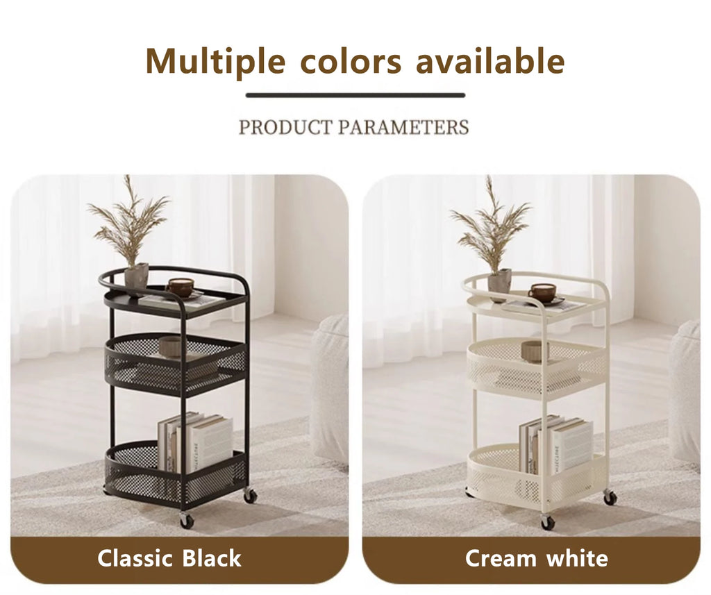 3-Tier Metal Utility Cart – Minimalist Rolling Storage Trolley
