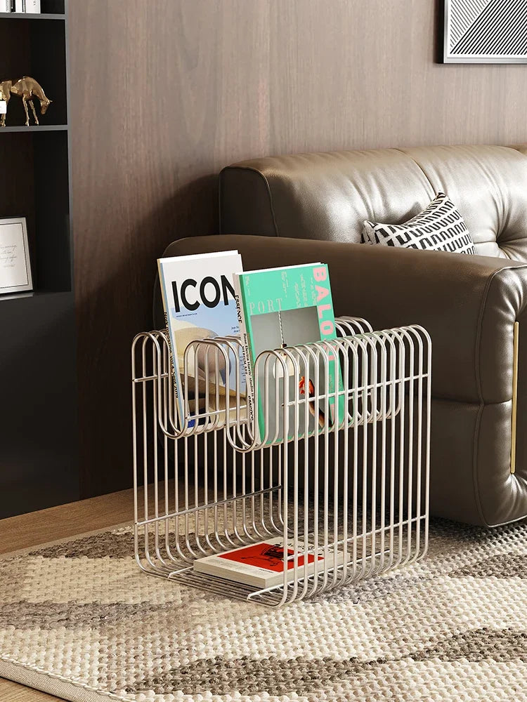 Wireframe Magazine Side Table – Italian Minimalist Iron Accent Table