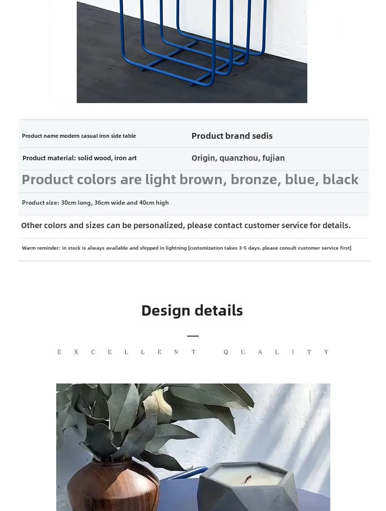 Modern Iron Side Table – Dual-Layer Minimalist Accent Table