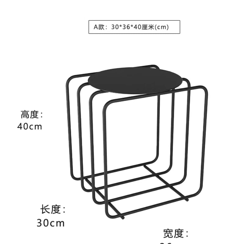 Modern Iron Side Table – Dual-Layer Minimalist Accent Table