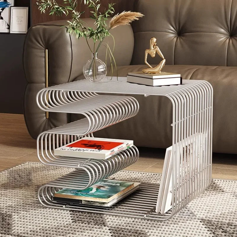 Wireframe Magazine Side Table – Italian Minimalist Iron Accent Table