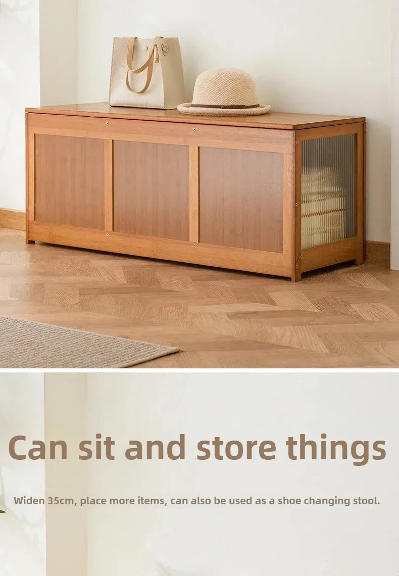 Flip-Top Wooden Storage Bench – Minimalist Entryway Organizer