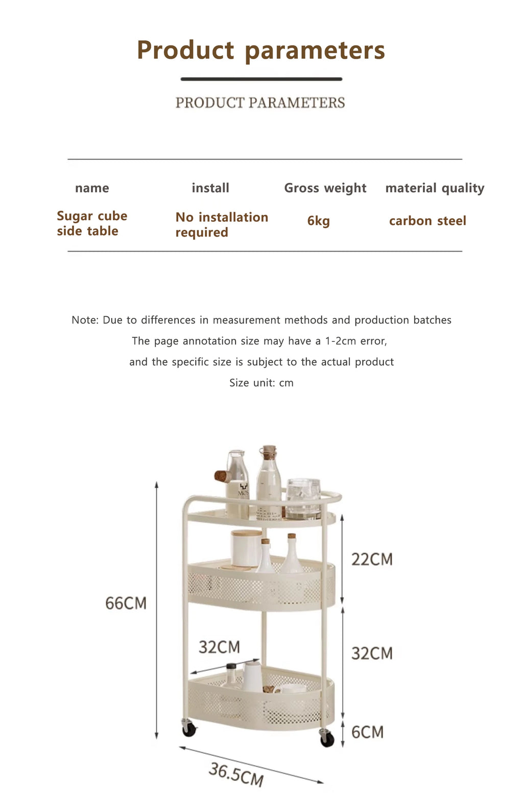 3-Tier Metal Utility Cart – Minimalist Rolling Storage Trolley