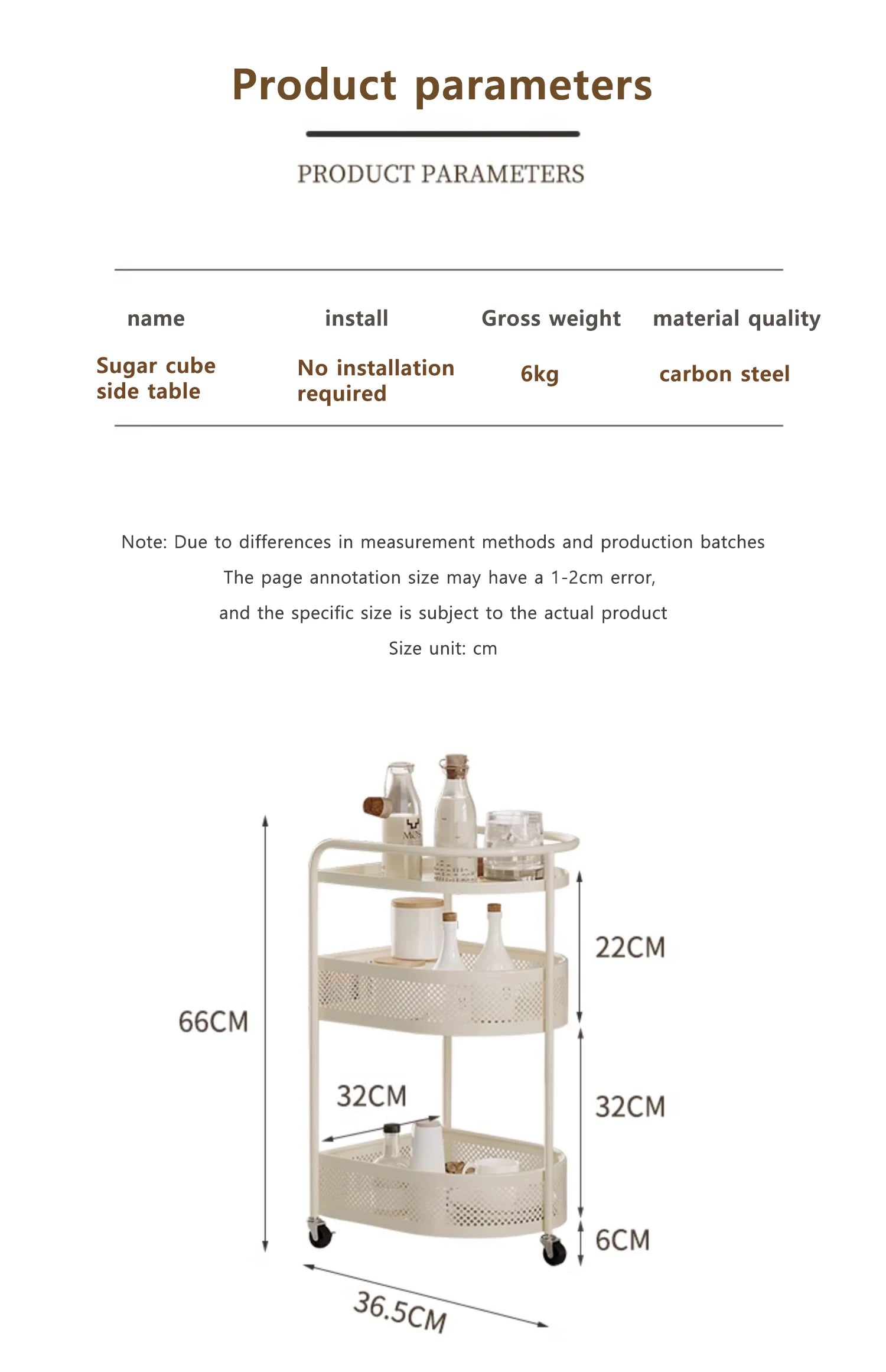 3-Tier Metal Utility Cart – Minimalist Rolling Storage Trolley