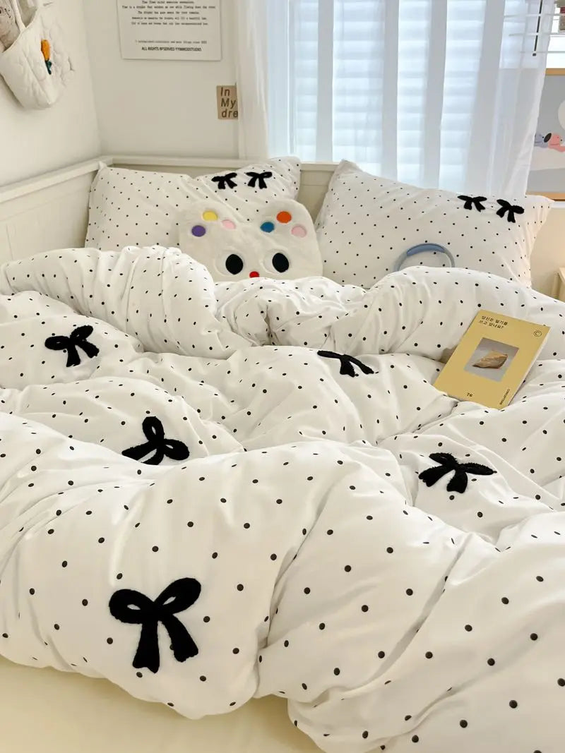 Soft Bow Accent Duvet Set