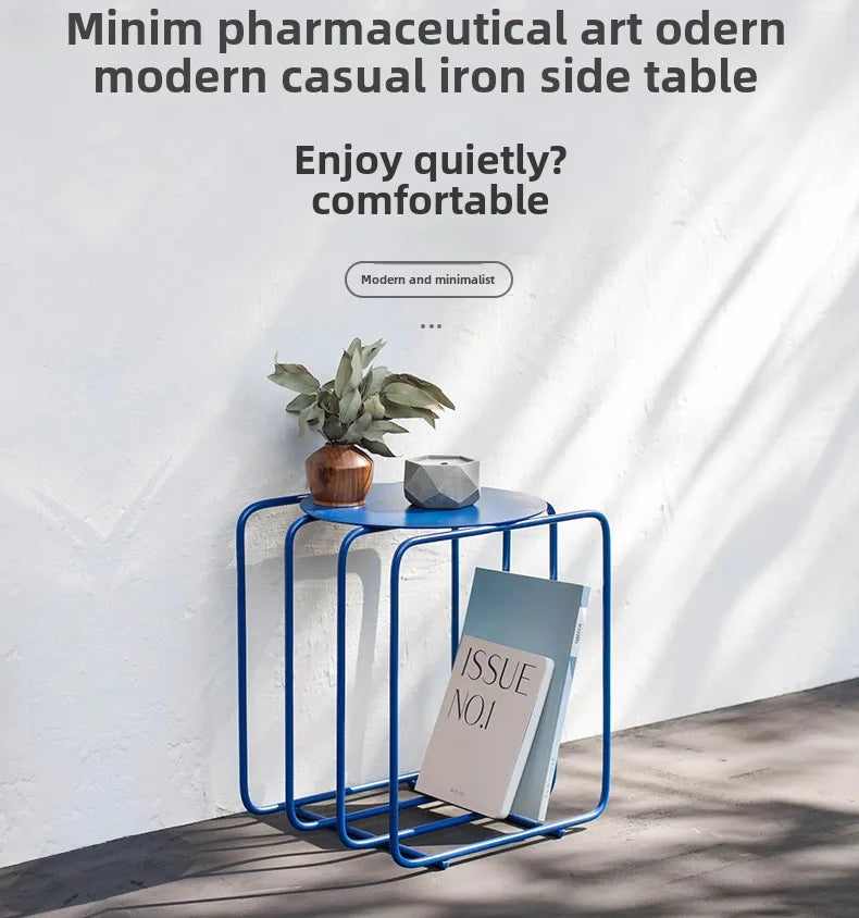 Modern Iron Side Table – Dual-Layer Minimalist Accent Table