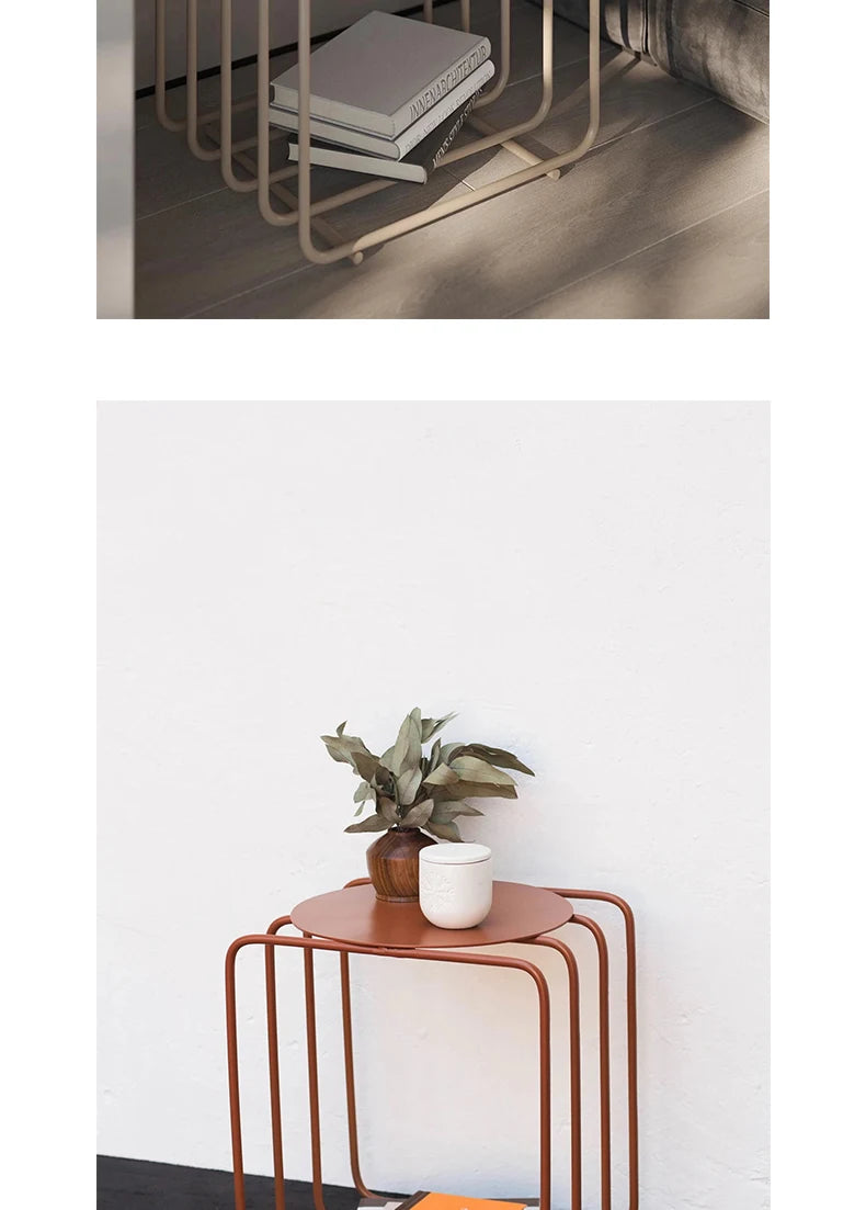 Modern Iron Side Table – Dual-Layer Minimalist Accent Table