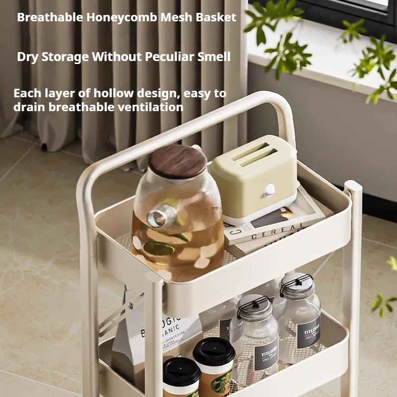 Foldable 3-Tier Storage Cart – Minimalist Rolling Trolley for Any Room
