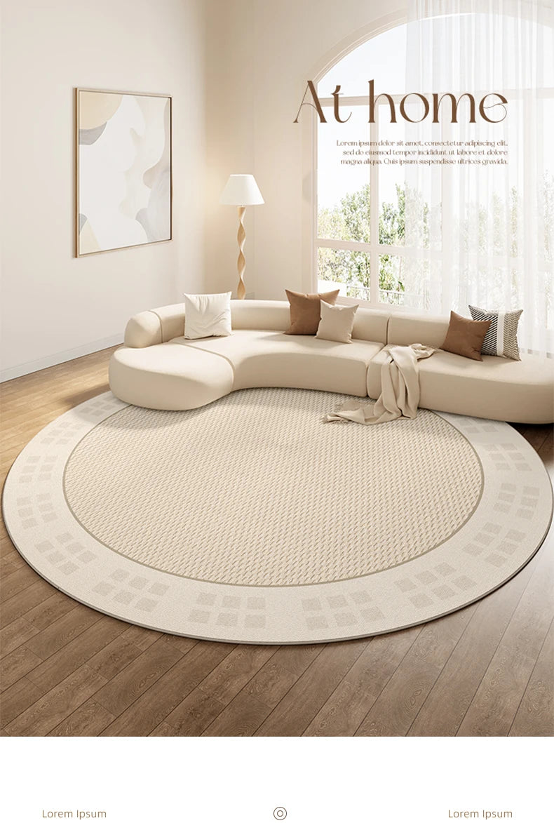 Modern Round Geometric Rug – Machine-Woven Soft Polyester Carpet