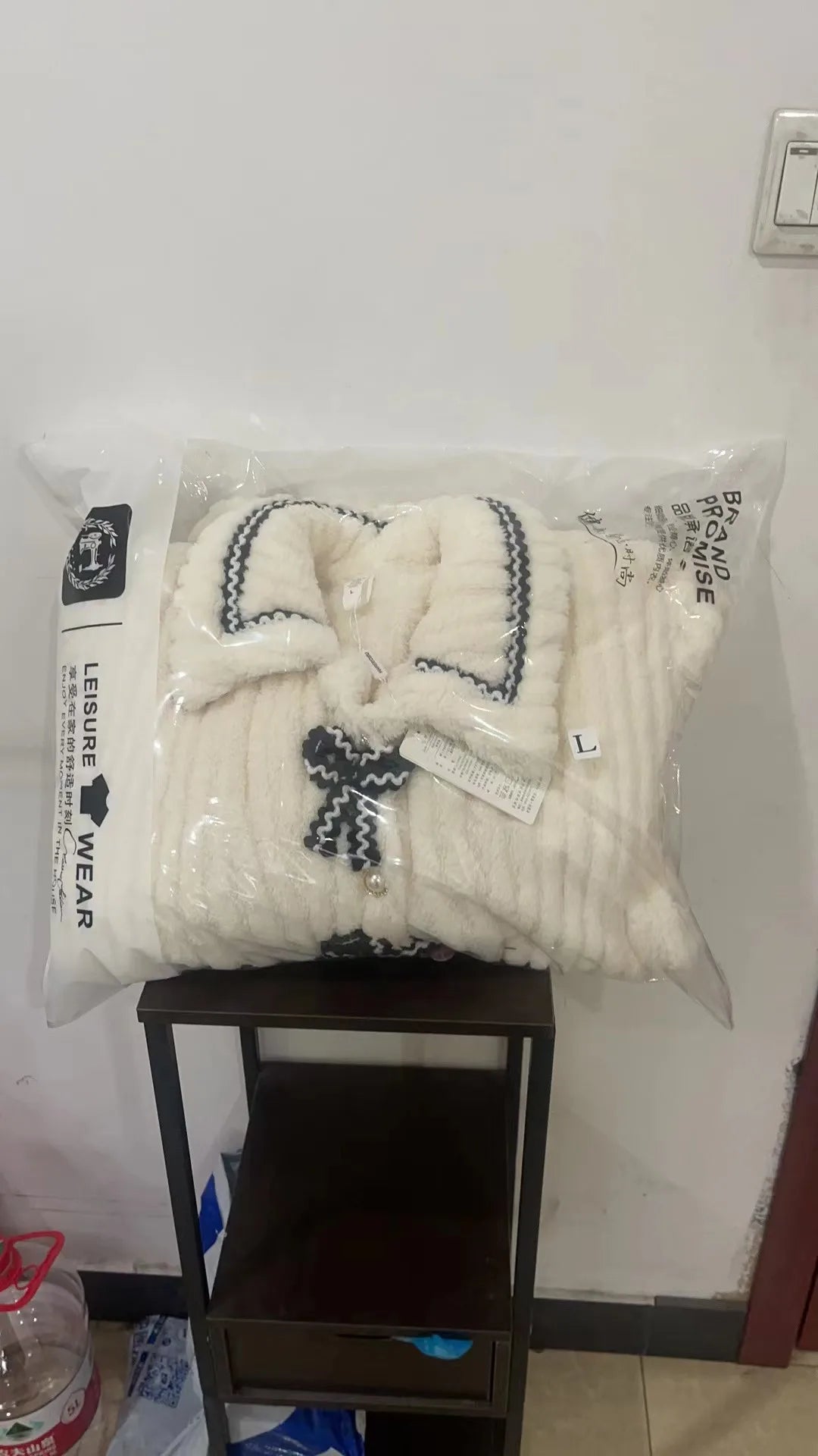 Ribbon Fleece Pajama Set – Soft & Warm Winter Loungewear