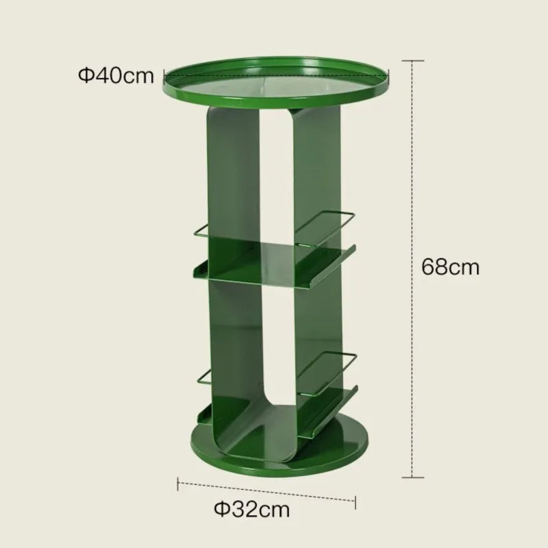 Rotating Metal Side Table with Magazine Rack – Minimalist Design