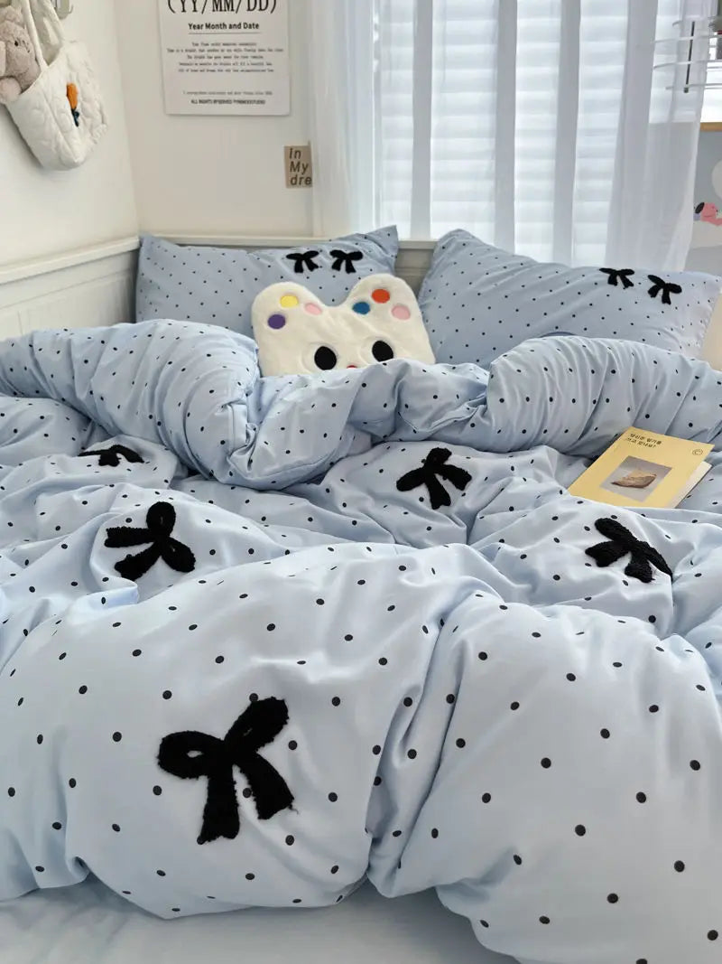 Soft Bow Accent Duvet Set