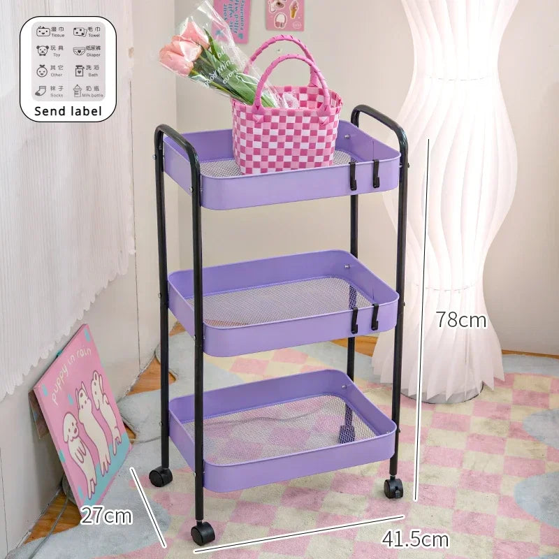 Color Pop 3-Tier Metal Storage Cart