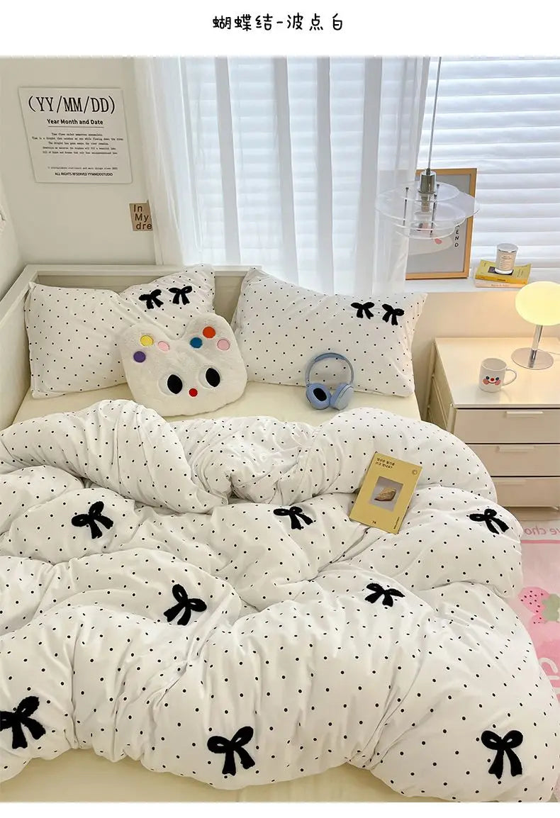 Soft Bow Accent Duvet Set