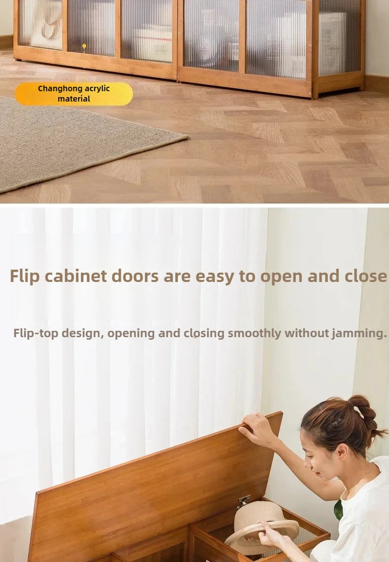 Flip-Top Wooden Storage Bench – Minimalist Entryway Organizer