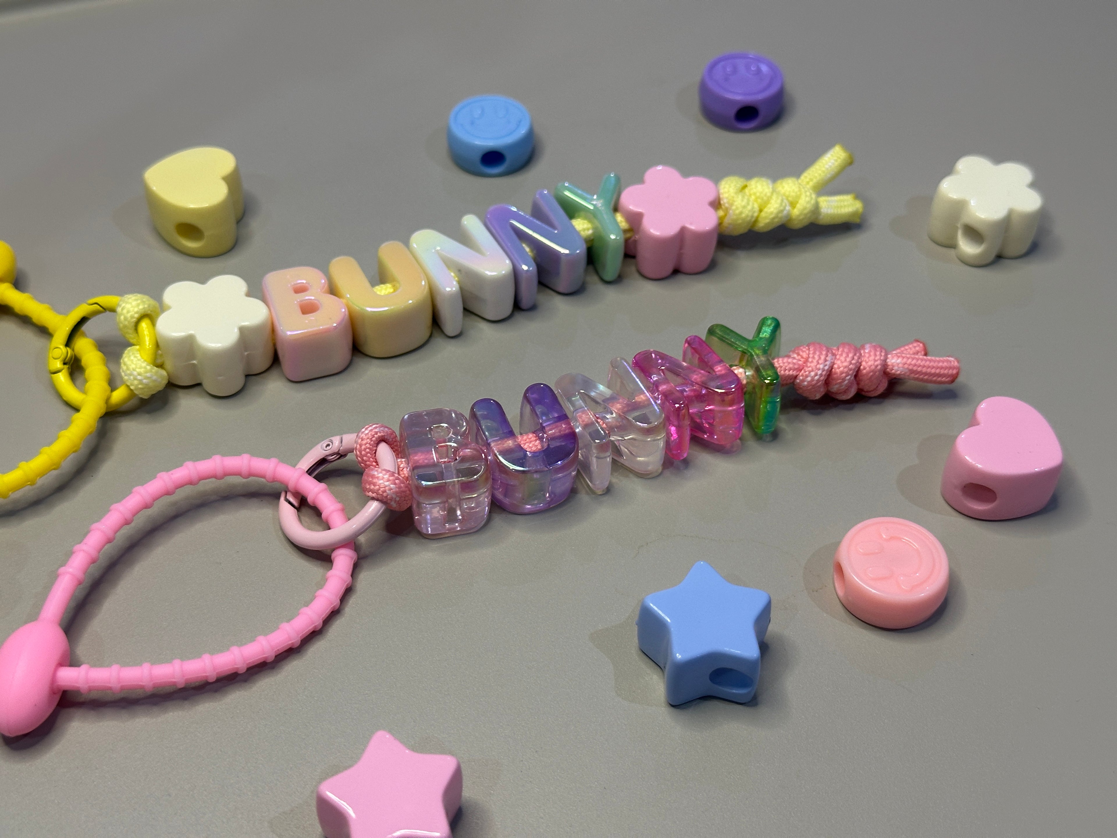 [Easter Edition] Custom Initial Keychain & Fluffy Bunny Plush Set