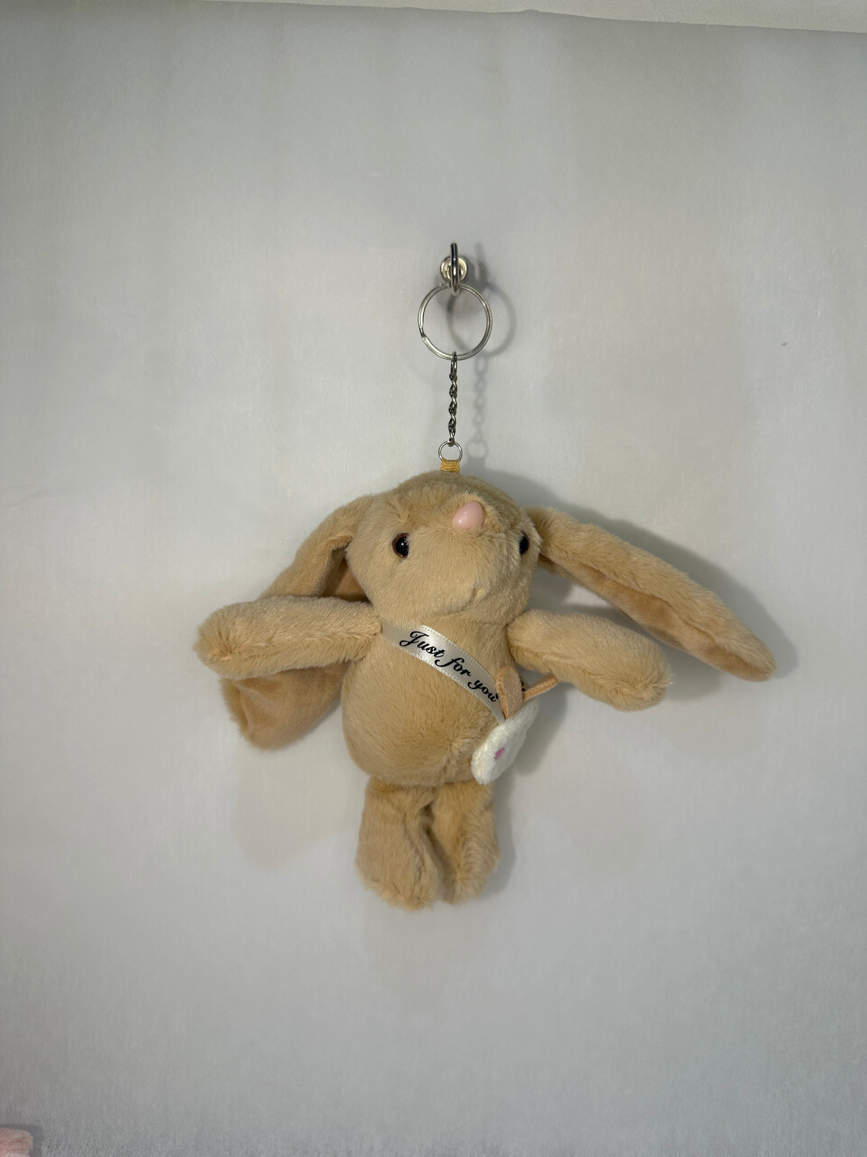 [Easter Edition] Custom Initial Keychain & Fluffy Bunny Plush Set