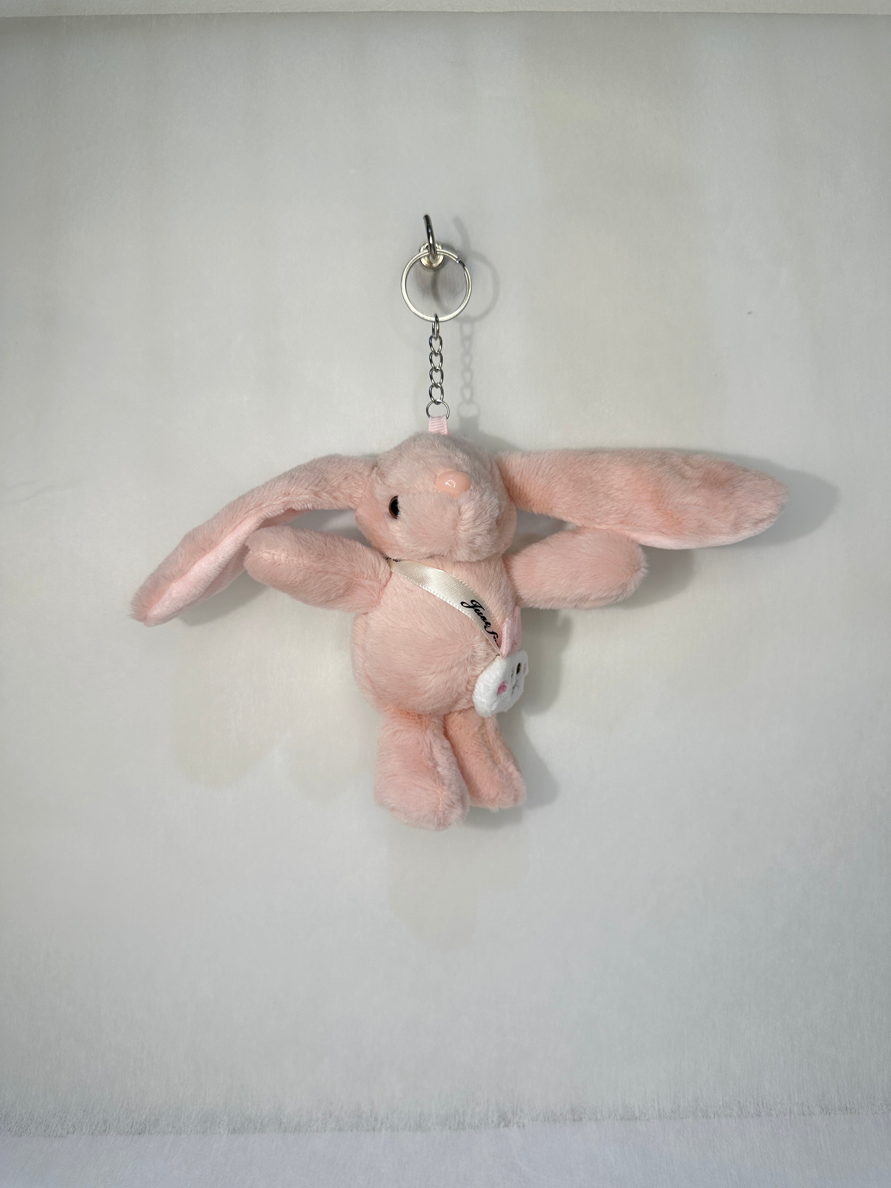 [Easter Edition] Custom Initial Keychain & Fluffy Bunny Plush Set