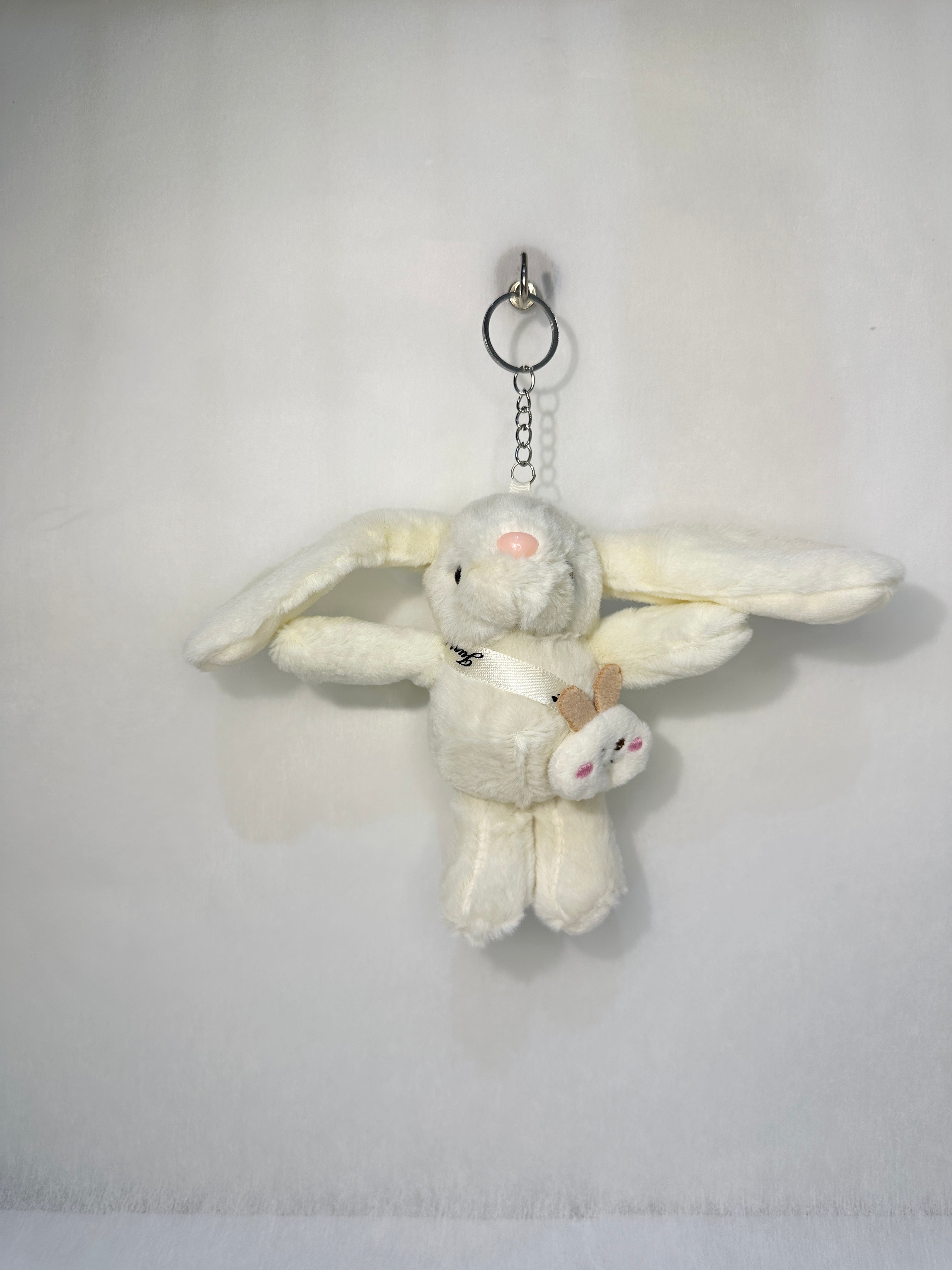 [Easter Edition] Custom Initial Keychain & Fluffy Bunny Plush Set